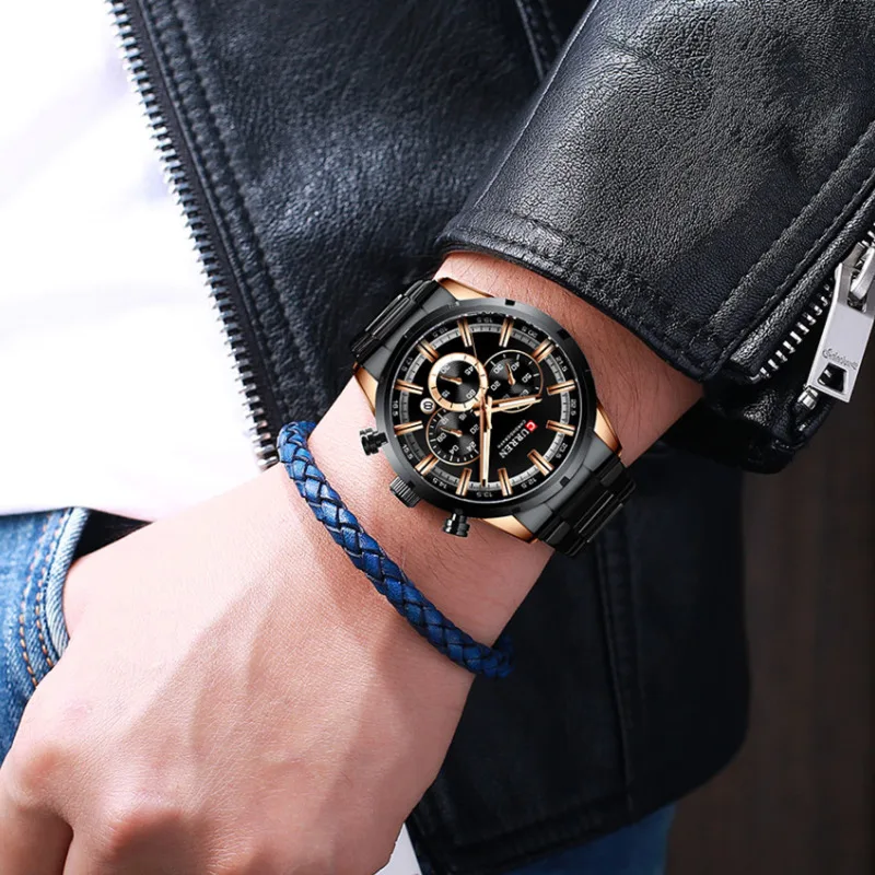

CURREN Men Fashion Watches New Stainless Steel Top Brand Luxury Sport Chronograph Quartz Watch Men Clock Relogio Masculino