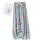 Пижама женская из смесового хлопка с эластичным поясом, длинные штаны с принтом, домашняя одежда для сна, Повседневная Ночная рубашка, на лето