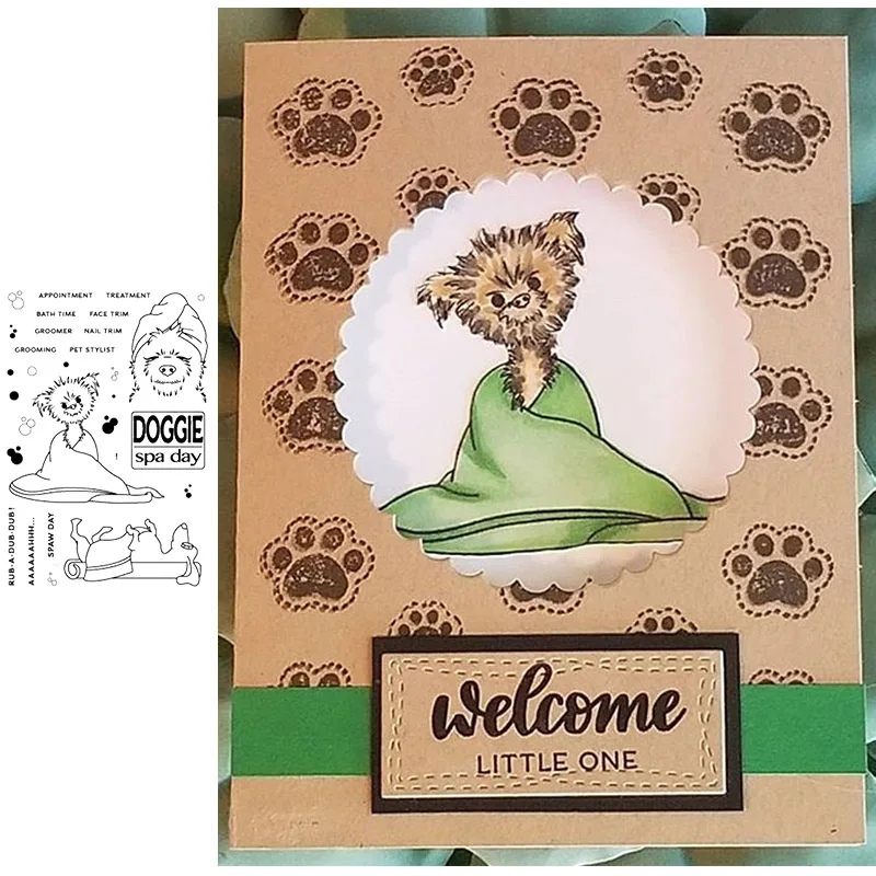 

Animal Bear Dog DOGGIE SPA DAY BATH TIME Words Transparent Clear Stamps For DIY Scrapbooking Paper Cards Crafts New 2020
