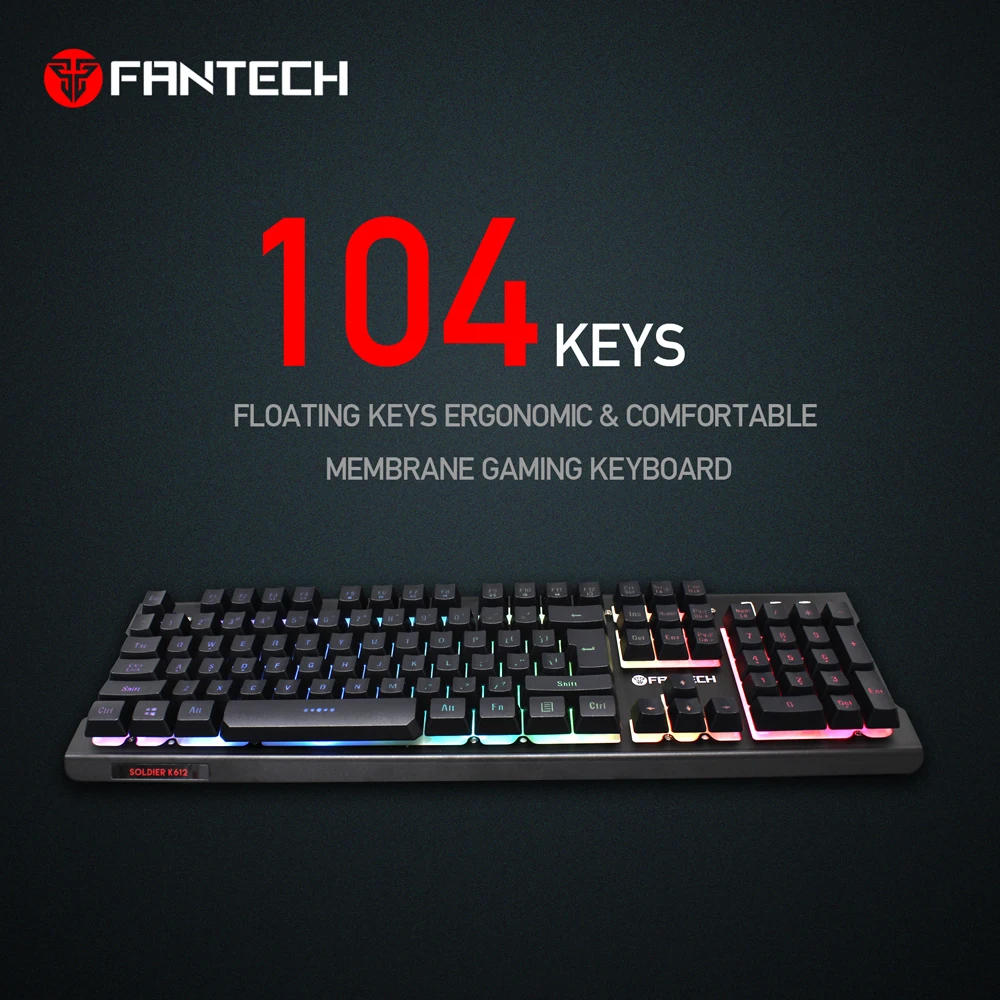 USB RGB клавиатура FANTECH K612 с 19 кнопками игровая без конфликтов 104 клавиш для ПК
