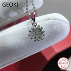 Geoki 925 стерлингового серебра прошел Diamond тесты 1 Ct идеальный крой D Цвет VVS1 Муассанит природные ожерелья cо снежинками Роскошные цепи