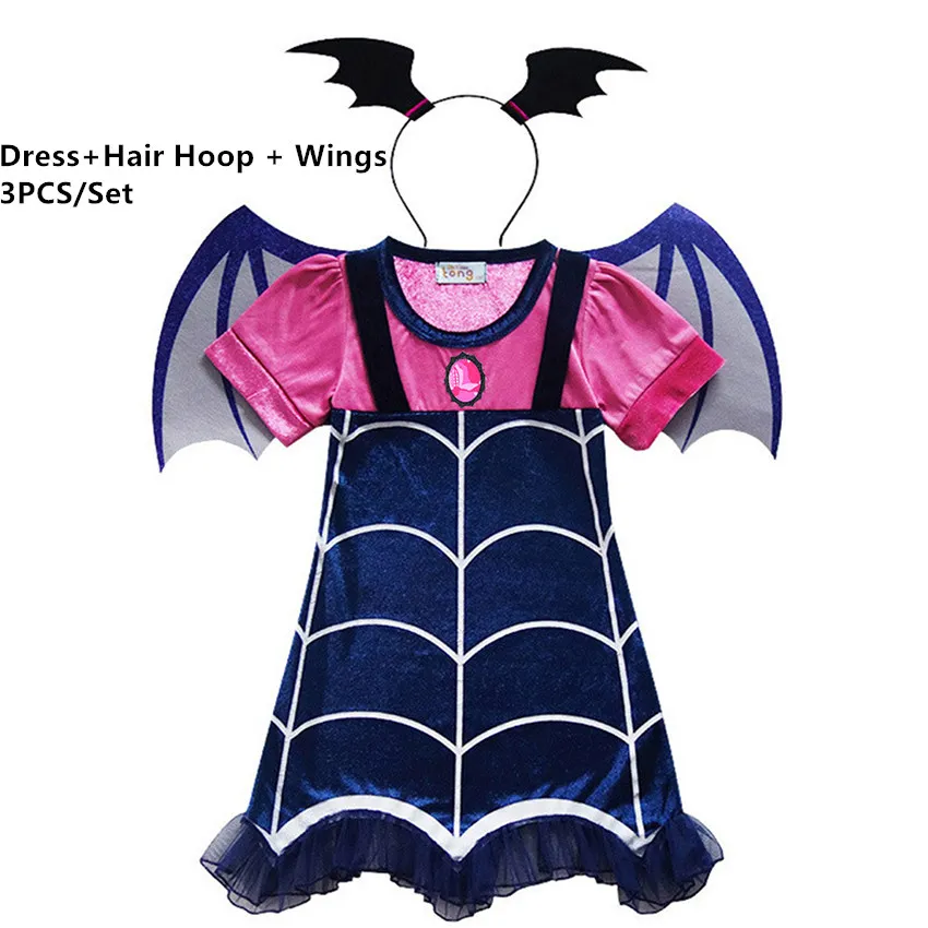 Vampirina/Детские костюмы вампира; маскарадные платья для девочек; Детские карнавальные вечерние костюмы на Хэллоуин; нарядное платье для девочек - Цвет: Розовый