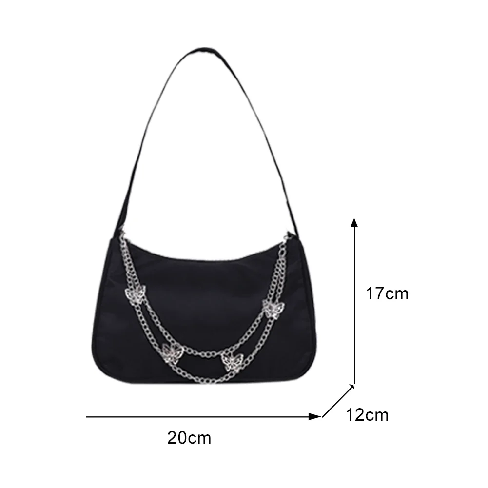 

Stars Chain Decor Bag Fashion Women Pure Color Butterfly Chain Shoulder Underarm Bag Casual Ladies Solid Color Hobos Handbags