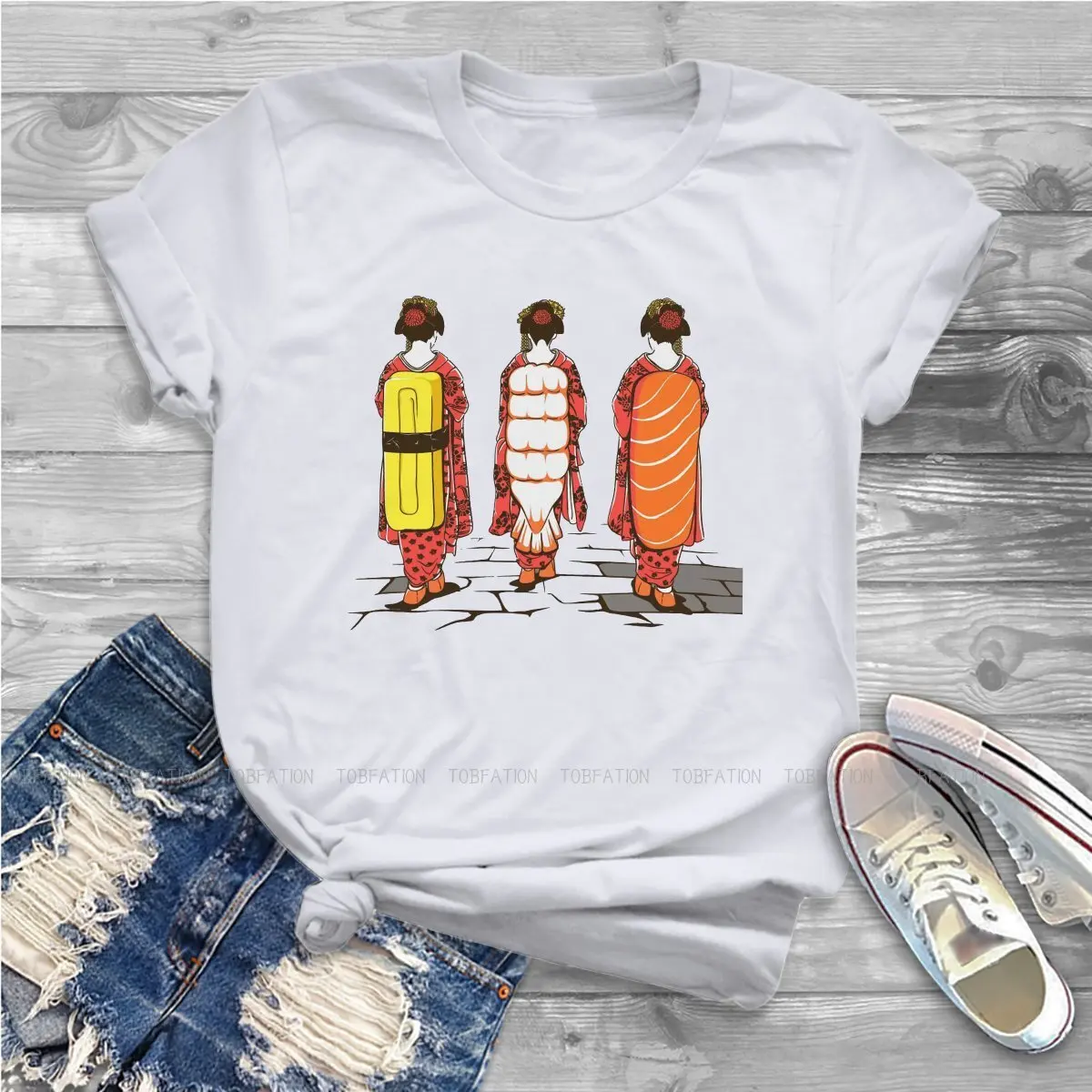 

Lady Kawaii Girls Women T-Shirt SUSHI Kawaii Food Blusas Harajuku Casual Short Sleeve Vintage Oversized Tops