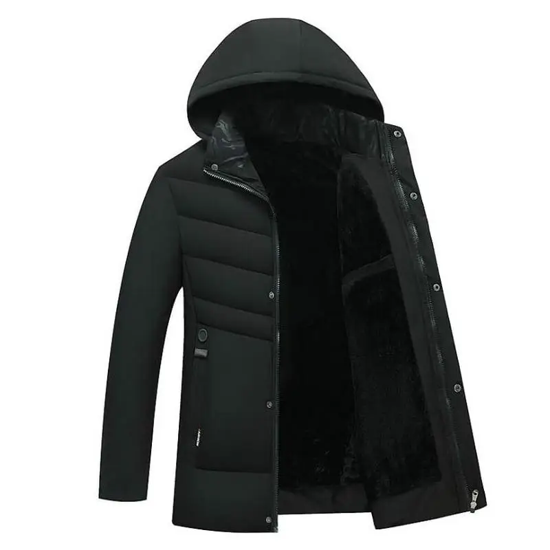 

Men Jacket Winter 2020 New Male Casual Hooded Outwears Coat Warm Parka Overcoat Men's Solid Thicken Fleece Zipper Jackets