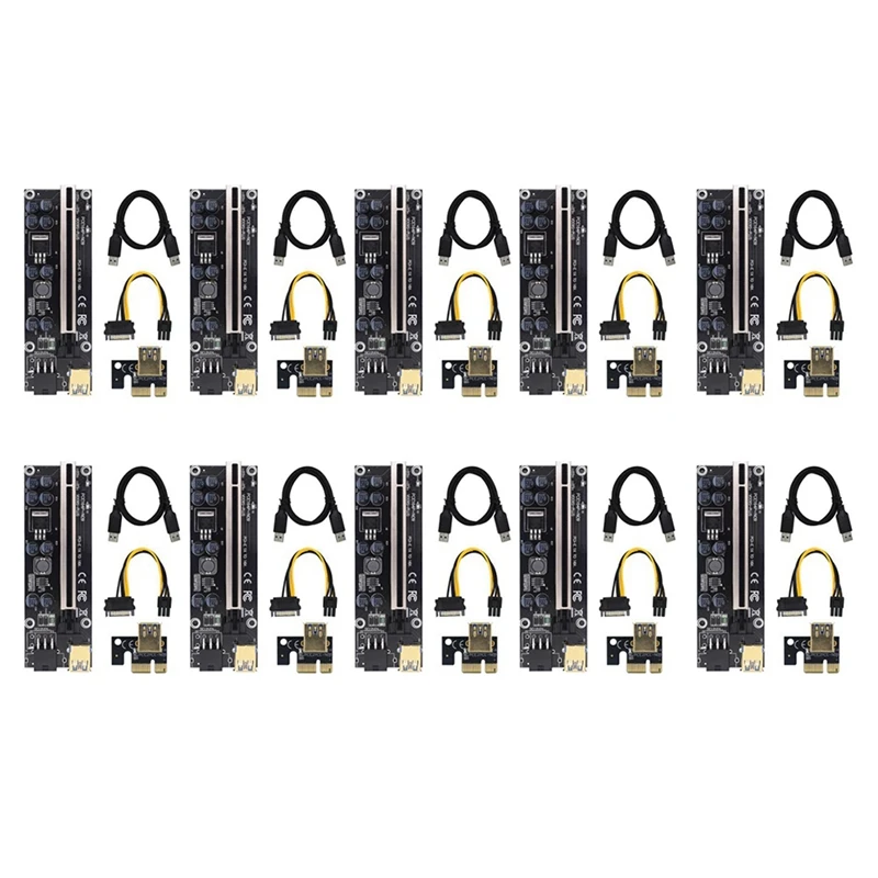 

10PCS Riser Card 1X to 16X Extender 009S Plus Riser Adapter for GPU Miner Mining PCIE PCI PCI-E Graphics Extension Cable