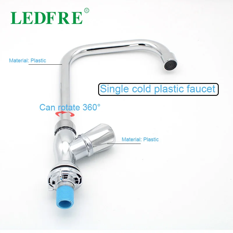 

LEDFRE Plastic Water Faucet Kitchen Faucet Saving Tap Water Saving Bathroom Single Cold Basin Mixer Handle Hole LF36009