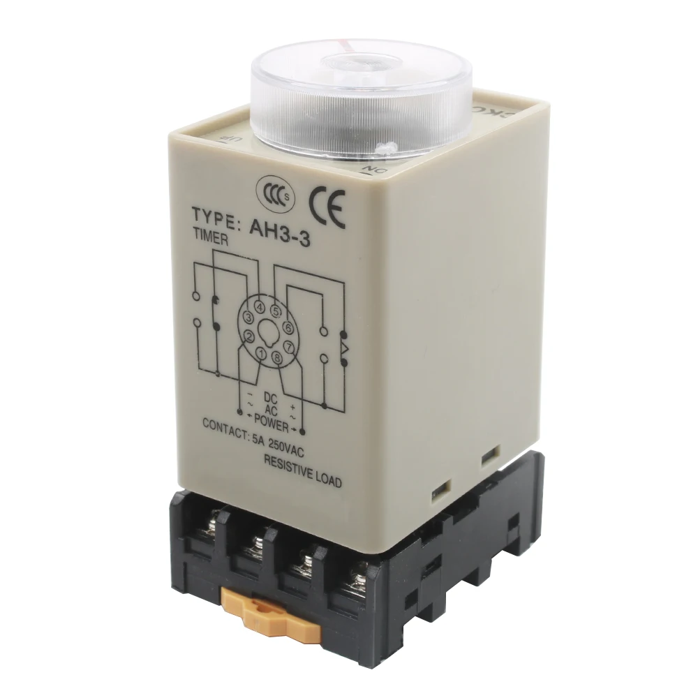AC 36V 110V 220V 380V DC 24V Реле времени задержки 0~ 60 Seconds 0~ 60 Minutes AH3-3 с многоконтактной штепсельной вилкой