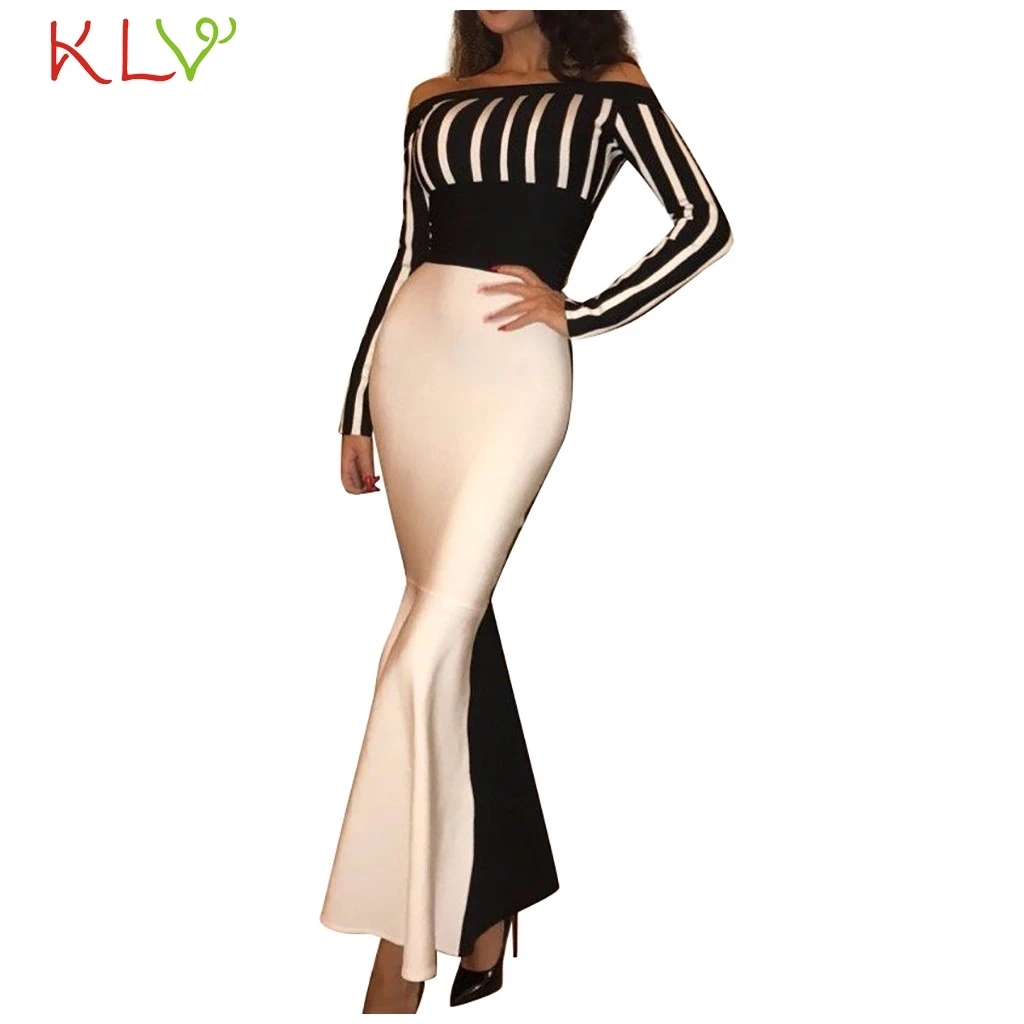 Платье женское длинное в полоску облегающий вечерний Сарафан Макси с открытыми