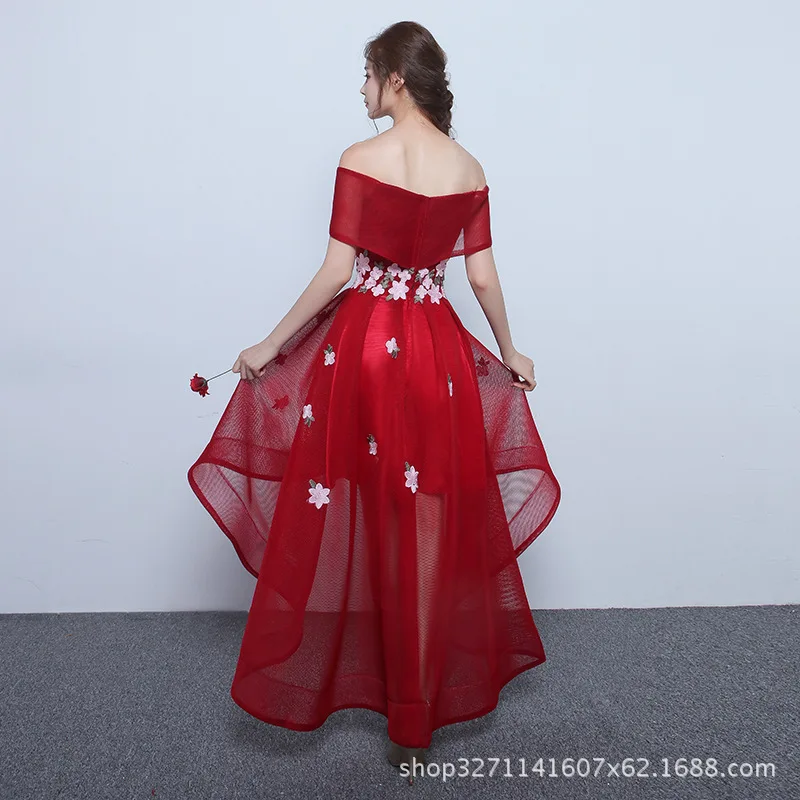 Robe de soiree/бордовое вечернее платье со шнуровкой и аппликацией Короткие Длинные