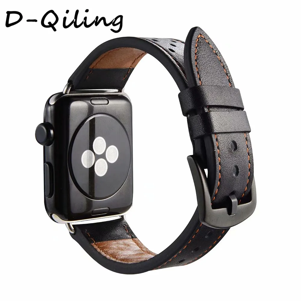 D Qiling многоярусная кожаная Петля для apple watch band 42 мм 38 40 44 Iwatch strap series 5 4 3 2 1|Ремешки
