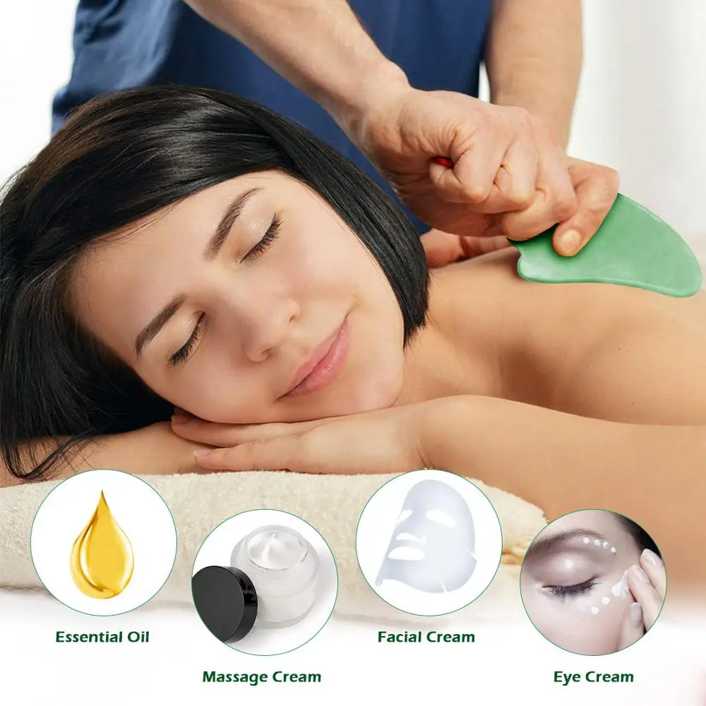 

Scraper Massage Natural Quartz Jade Stone Guasha Board Rose Face Massager Gua sha Stone Pressure Therapy For Face Back Neck Body