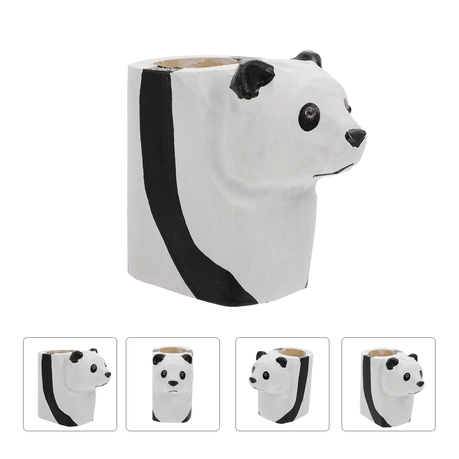

1Pc Desktop Pen Holder Wood Pen Container Panda Shape Pen Storage Holder