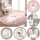 Круглый мультяшный Детский ковер, пушистый коврик, ковер для детской комнаты, детский коврик для фотосъемки, спальни, гостиной, милый Декор для комнаты с кроликом