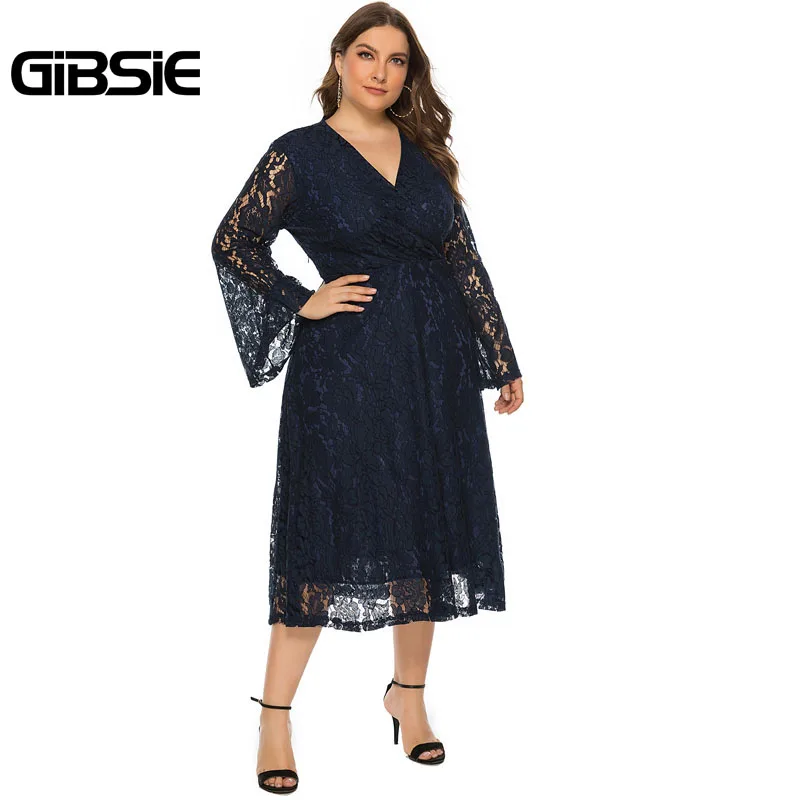 Женское длинное кружевное платье GIBSIE Бордовое с запахом и v образным вырезом