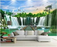 3d wallpaper with custom photo mural waterfall mountain water scenery living room home decor 3d photo wallpaper on the wall