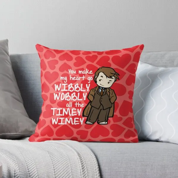 

You Make My Heart Go Wibbly Wobbly Printing Throw Pillow Cover Bed Decor Case Home Sofa Anime Comfort Pillows not include