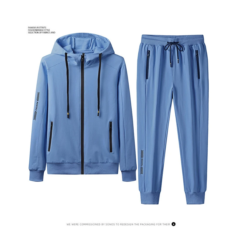 

SONDR Women's Autumn And Winter Fashion Long Sleeve Hooded Pocket Zipper Shirt Sportswear + Pencil Pants Two Piece Jogging Suit