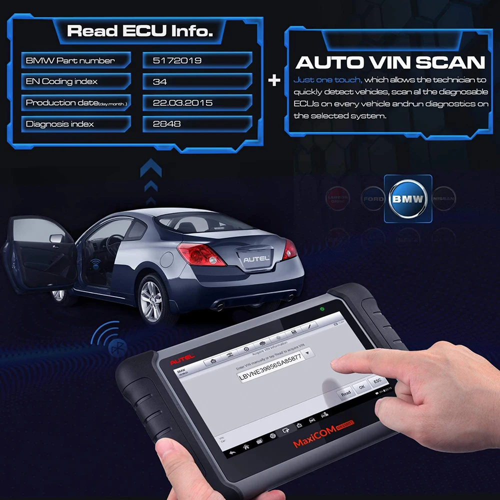 Autel MaxiCOM MK808BT все системы автомобильный диагностический инструмент TPMS