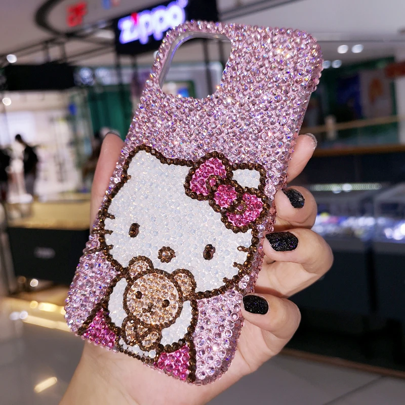 

Iphone 13 pro Handmade Case 3D Phone Cover for iPhone 7 8 11 12 13 x xs max pro plus Bing Crystal Diamond girl Gift Bracelet