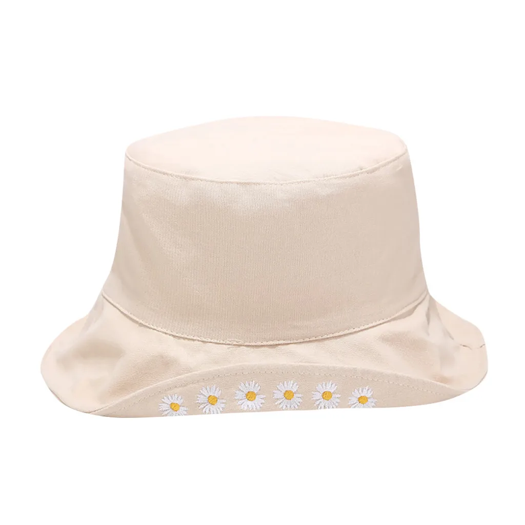 Двусторонняя одежда вышитая ромашками складная для улицы ведро шляпа от солнца