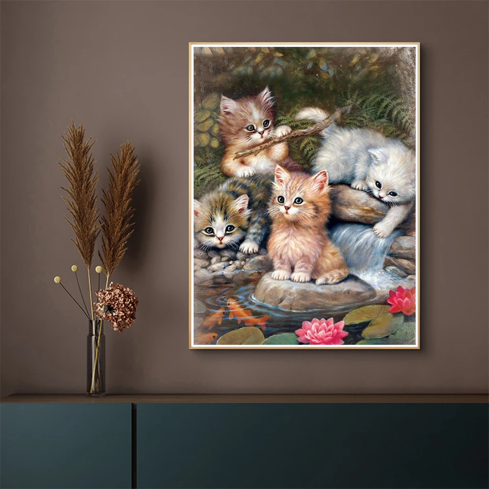 

Diamond Painting Cute Cat DIY Diamond Painting Cross Stitch Kit Posters 5D Needlework Diamond Home Decoration