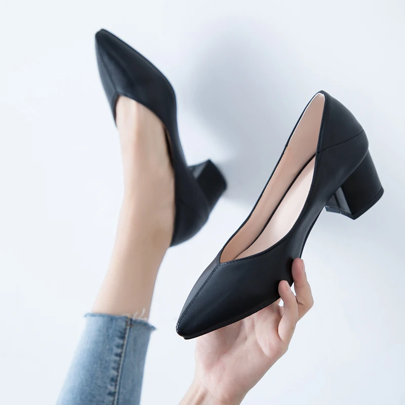 2020 sexy Women Pumps High Heels Shoes Female Fashion Patent leather Thick Heel Ladies Shoe Pointed Toe Wedding | Обувь