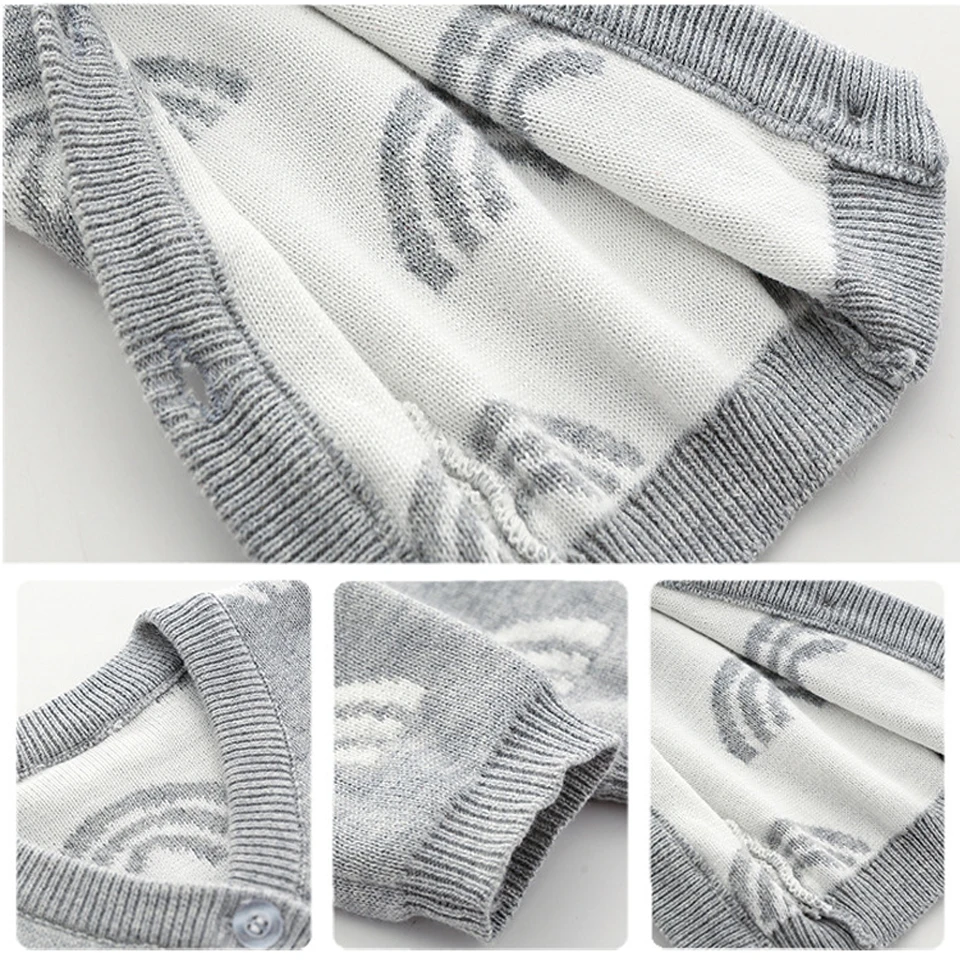 Вязаная Детская одежда Радужный комбинезон для новорожденных девочек хлопковый