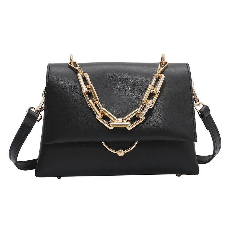 

Chain Design Women's Small Crossbody Bags Solid Casual PU Leather Flap Shoulder Bag Female Luxury Famous Brand Handbags 2021