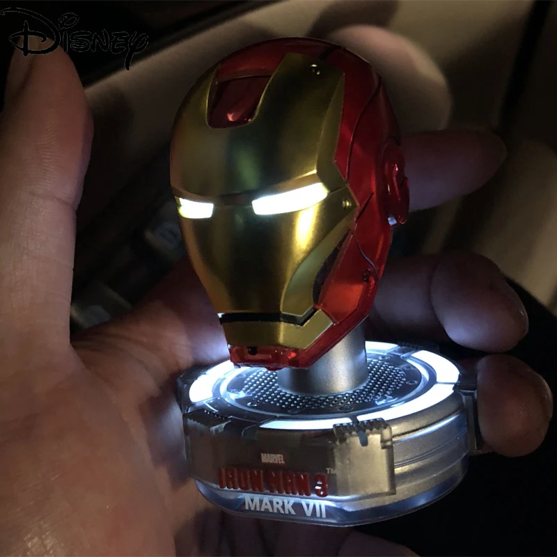 

Disney Marvel Iron Man Helmet Luminous Model Handmade Toy Electroplating Luxury Car Decoration