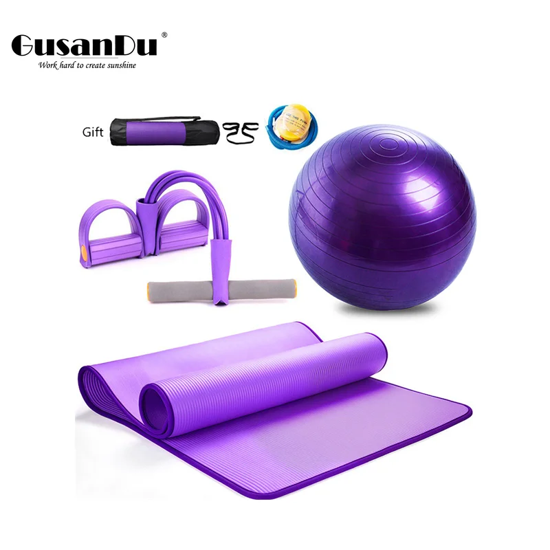 Conjunto de Esteira de Yoga de Fitness Suprimentos de Yoga à Prova de Explosão Adequado para Casa ao ar Engrossado Evitar Escorregar Três Peças Espessamento Livre