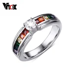 Vnox Радуга камень кольцо для Для женщин 316L Нержавеющая сталь женских украшений США Размеры