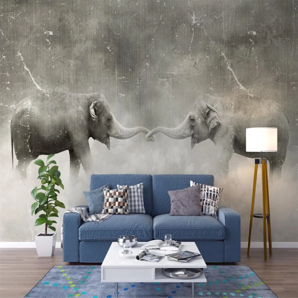 

Milofi custom large wallpaper mural retro nostalgic abstract surreal elephant sky background wall paper decorative painting
