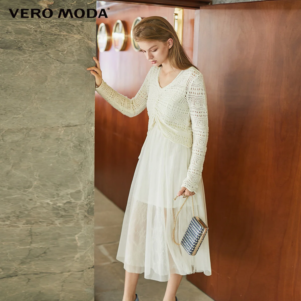 Vero Moda женское платье средней длины с трапециевидной подкладкой | 319446520 - Цвет: A06 Eggnog