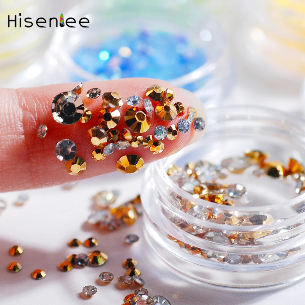 Высокое качество 1 коробка новинка хит многоцветные смешанные размеры стразы из