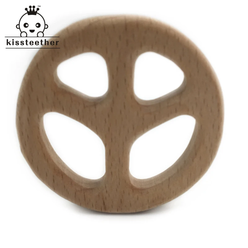 Mordedor seguro de madera hecho a mano para beb&eacute;, colgante org&aacute;nico Natural de madera de haya, Animal de juguete, accesorios para hacer joyas-2