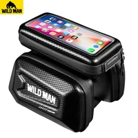 wild man rainproof bicycle bag hard shell front top tube cycling bag 6 5 inch phone case touch screen bike bag accessories
