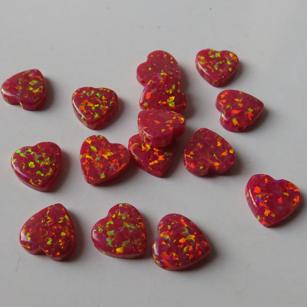 20 шт./лот 10 мм синтетическое сердце кабошон огранка опал камень для DIY ювелирные