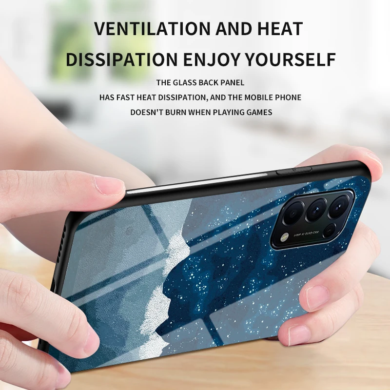 

Luxury Starry Sky Tempered Glass Cover For OPPO Reno 5 Pro 5G Realme V5 V3 X7 7i 7 Pro A73 2020 F17 PRO Case Soft edge Bumper