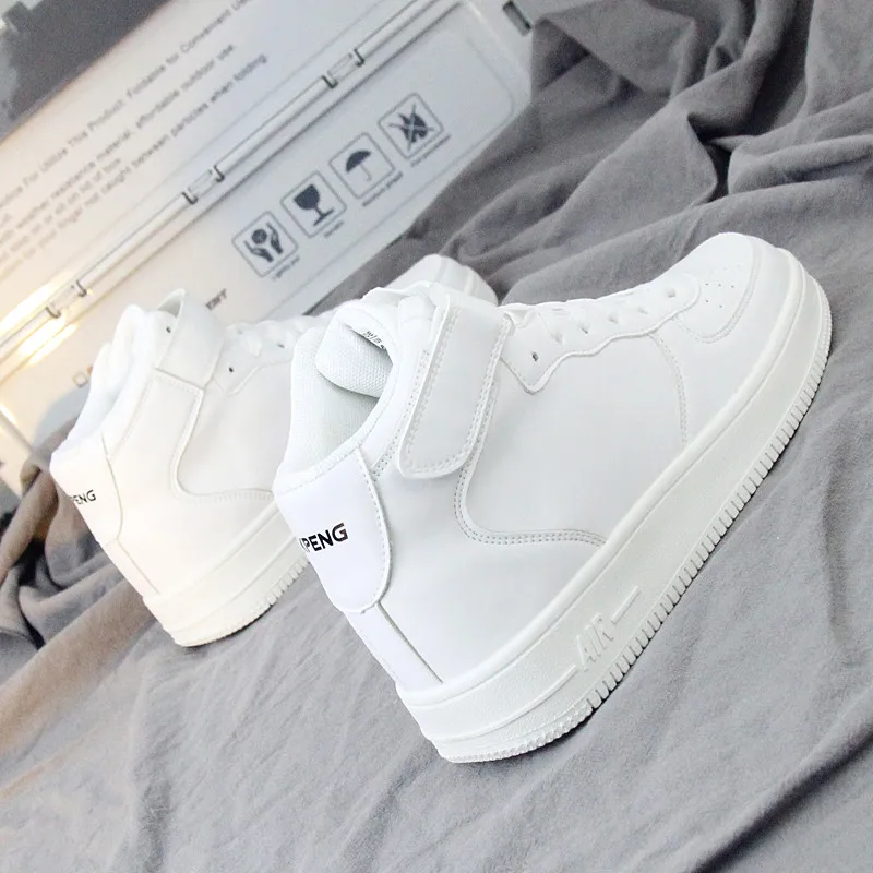 

Плюшевая и утолщенная обувь мужская спортивная обувь с высоким верхом и внутренним подъемом хип-хоп Танцевальная обувь для скейтборда бело...