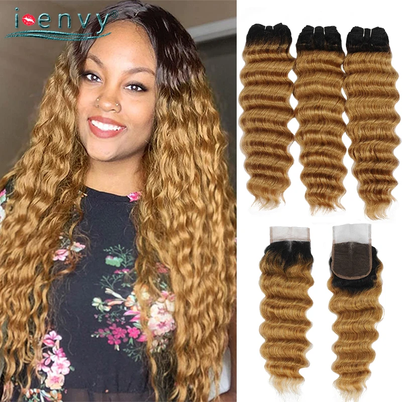 

Peruvian Human Hair Honey Blonde Deep Wave Bundles With Closure Red 99J Loose Deep Bundles With Closure Ombre Colored Remy Hair