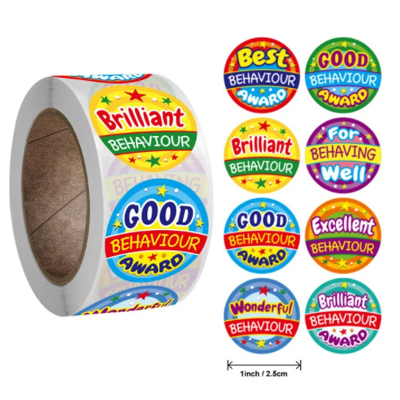 

500pcs Children Reward Stickers Creative School Supplies Reward Cute Star Sticker 2.5cm Circle Kids Toy Stickers