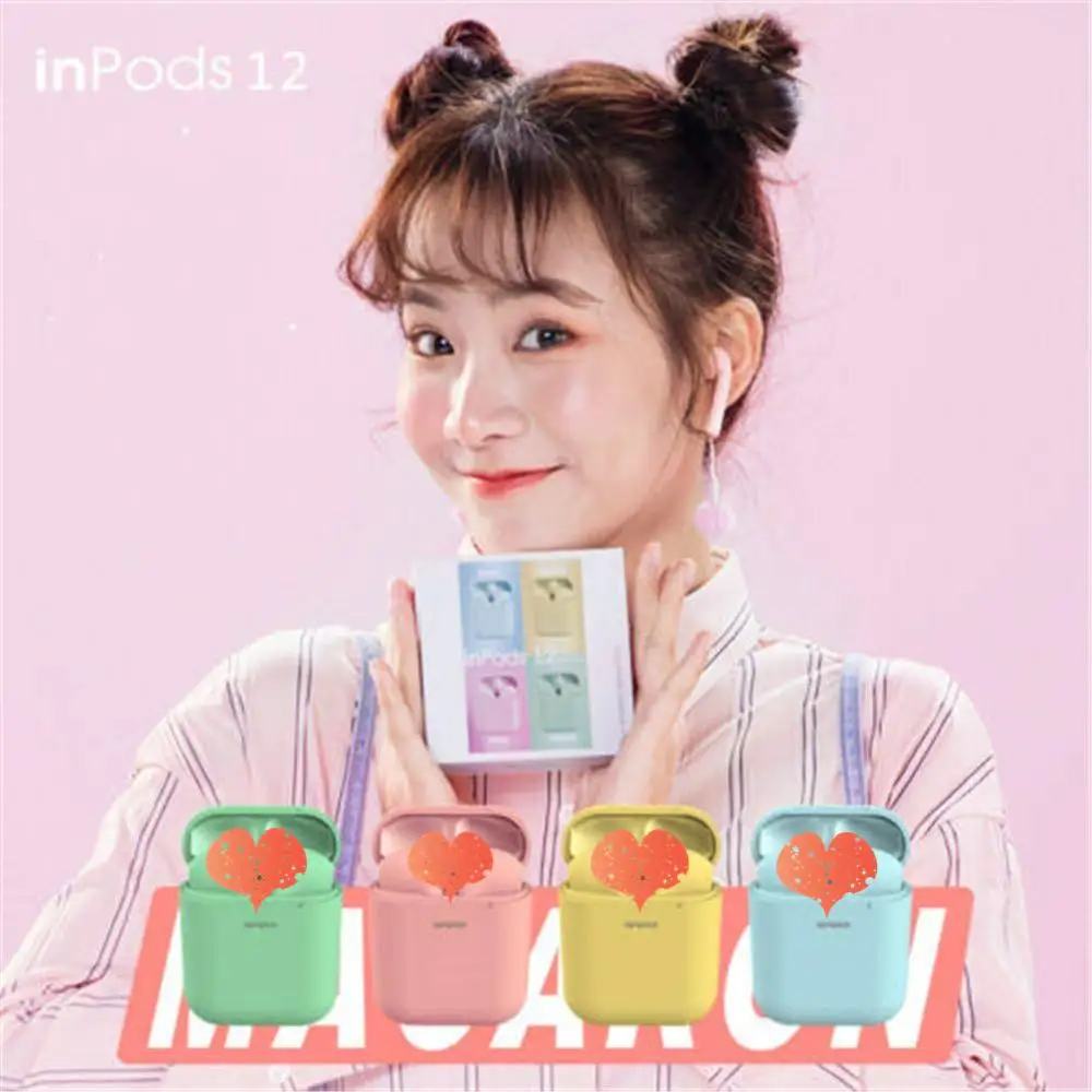 Новый дизайн Macaron Inpods 12 TWS беспроводные наушники басовый звук 5 0 Bluetooth