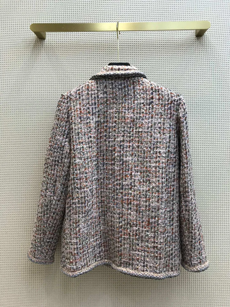 

2021 Early Spring Jackets for Women Luxury Brand New Woven Woolen Coats Office-lady High-end Long Sleeve Turn-down Collar Jacket