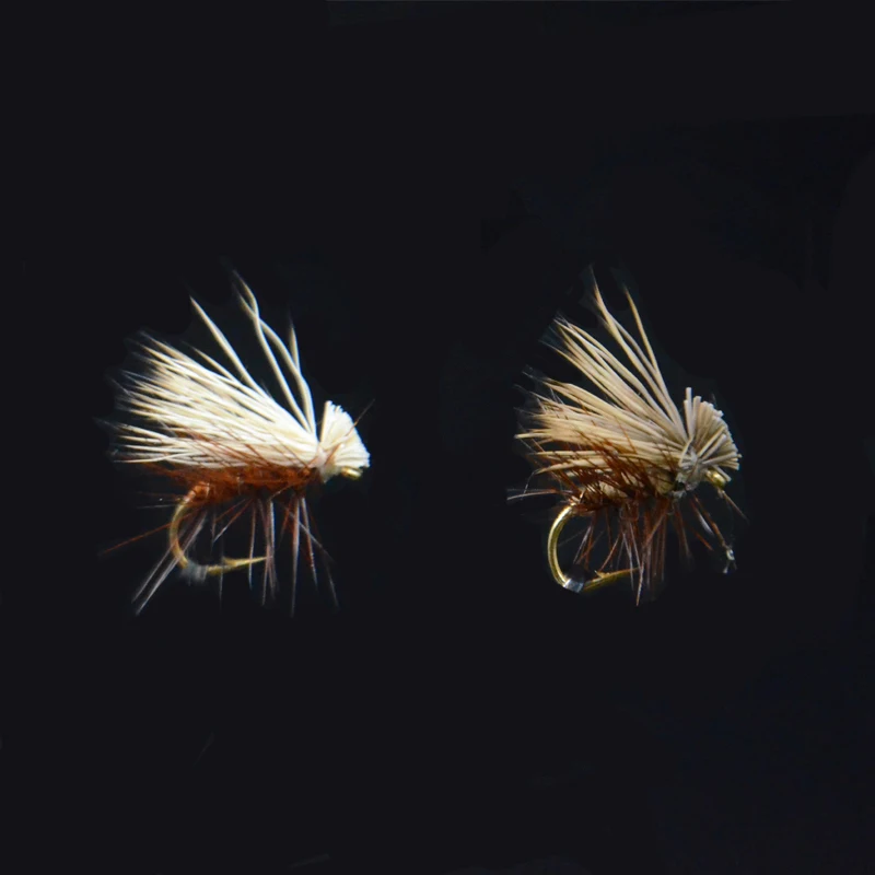 6 шт. 14# коричневый/Загар лося волосы caddis нахлыстом сухие мухи 2 стиля взрослые caddis мухи/stoneflies приманки яркий steelhead grayling