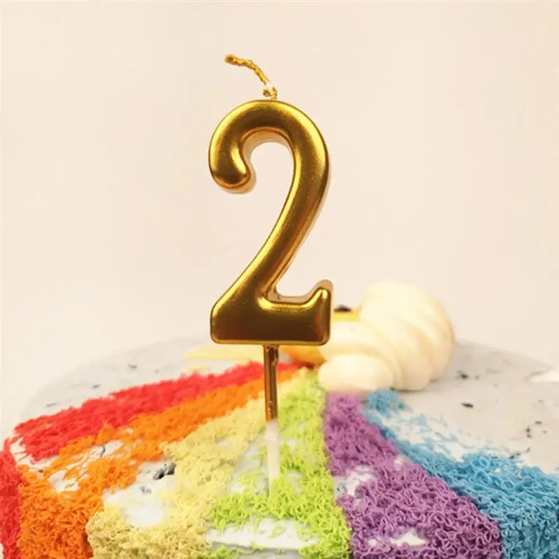 1 шт. номер 2 свечи День памяти смешной Золотой блестящий Топпер для торта