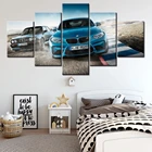 Плакат на холсте с HD-печатью, домашний декор, 5 шт., Bmw M3, синий спортивный автомобиль, живопись, настенные художественные картины, гостиная, спальня, модульная рамка