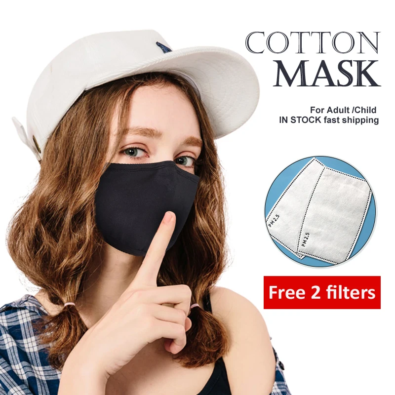 Черная Женская многоразовая Пылезащитная моющаяся унисекс маска для лица аниме