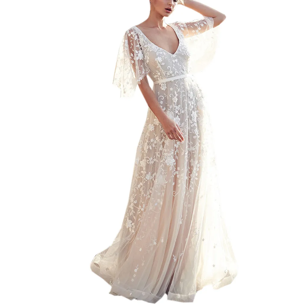 Женское платье Милая Аппликация пышные рукава невесты А силуэт Тюль открытая