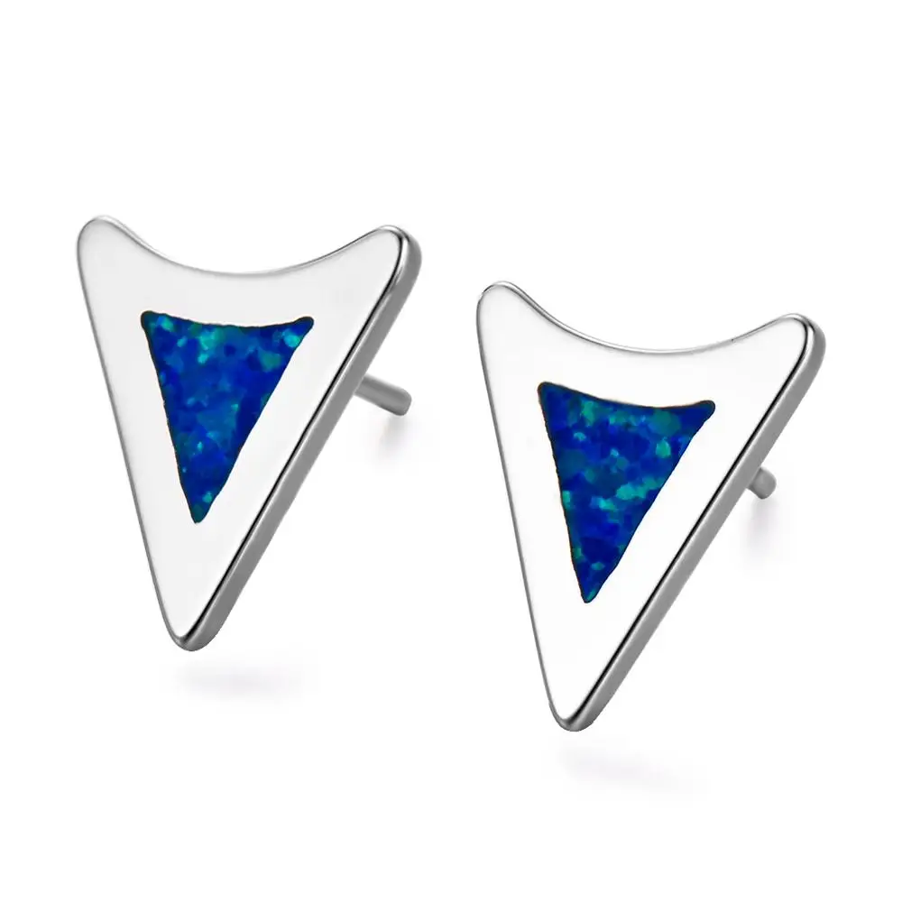 Blaike минималистский Треугольники Синий/Белый Огненный серьга из опалового
